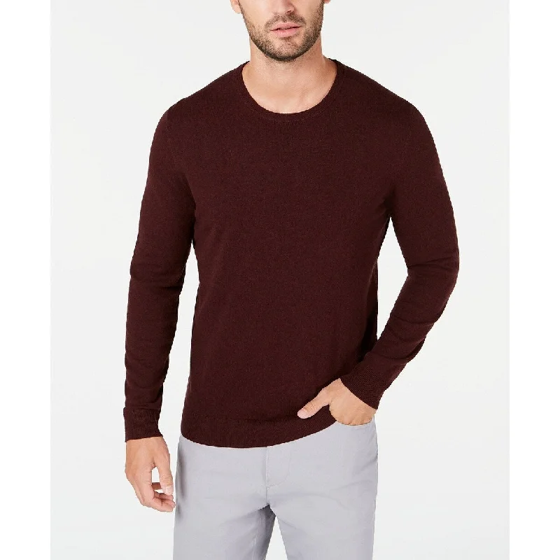 Alfani Men's Solid Crewneck Sweater Wine Size 3 Extra Large