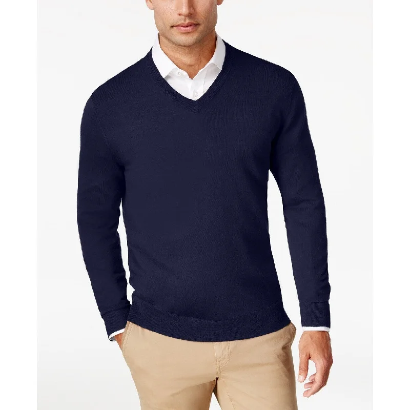 Alfani Men's V-Neck Sweater Blue Size X-Large