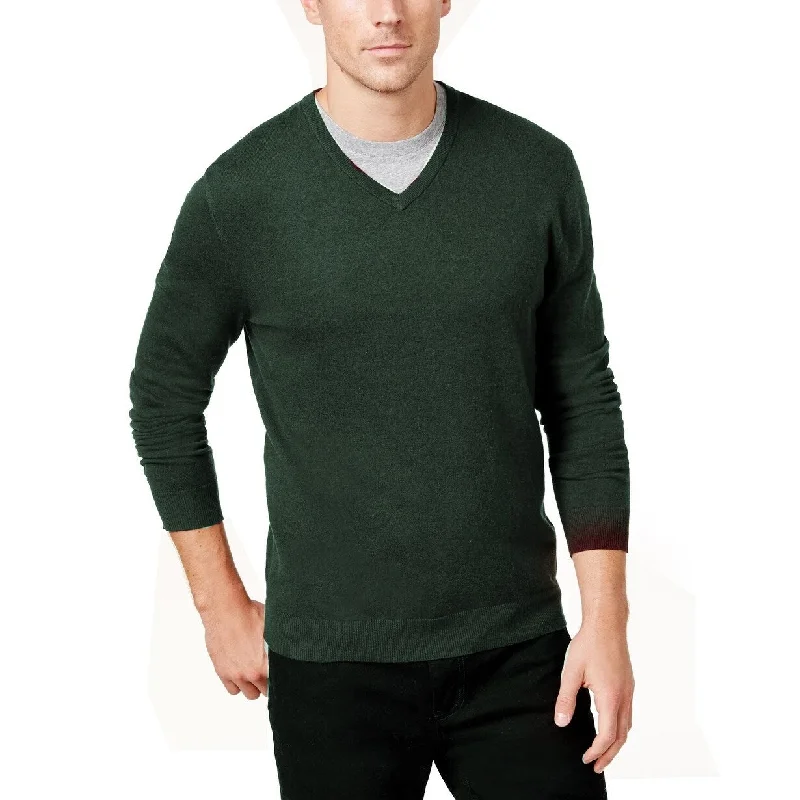 Alfani Men's V-Neck Sweater Dark Green Size Large