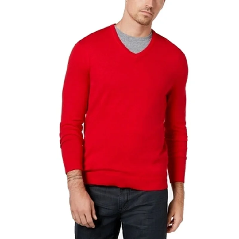 Alfani Men's V-Neck Sweater Red Size Medium