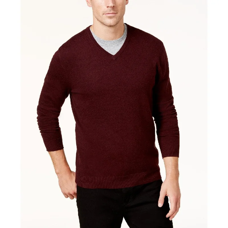 Alfani Men's V-Neck Sweater Wine Size 2 Extra Large