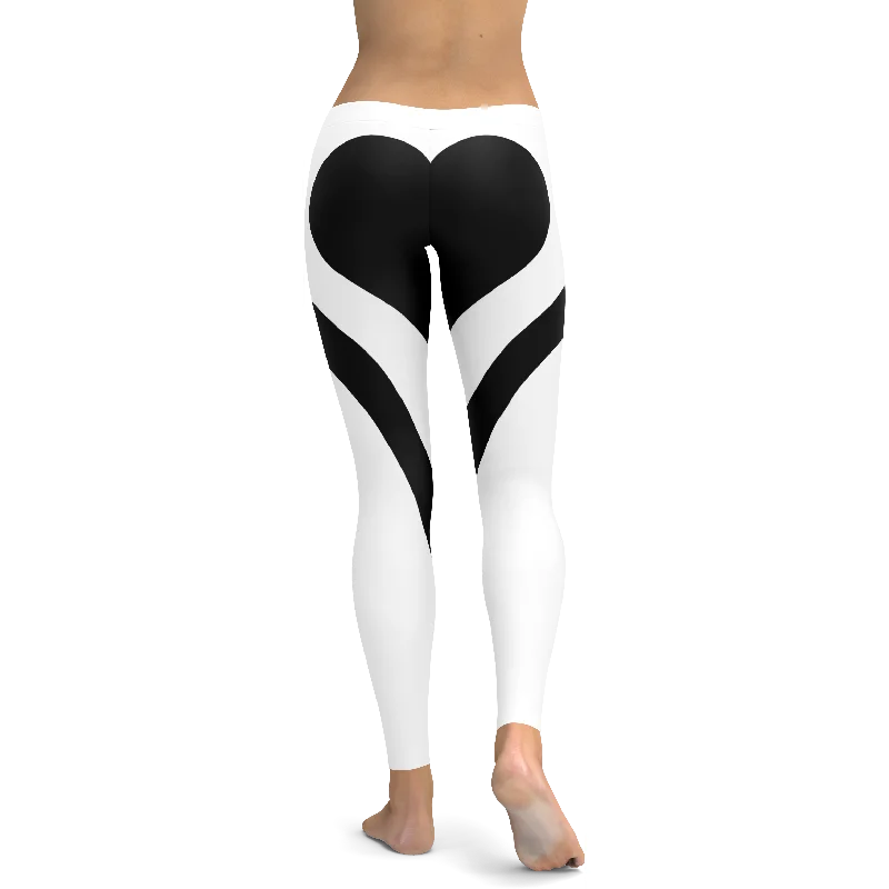 Black Heart Shaped White Leggings