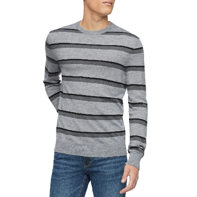 Calvin Klein Men's Bi-Color Striped Sweater Gray Size X-Large