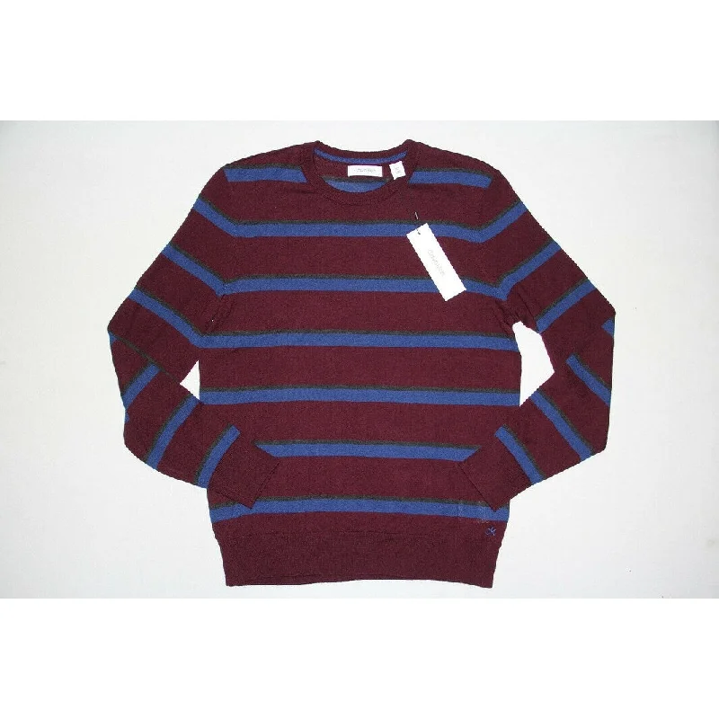 Calvin Klein Men's Bi-Color Striped Sweater Wine Size Medium