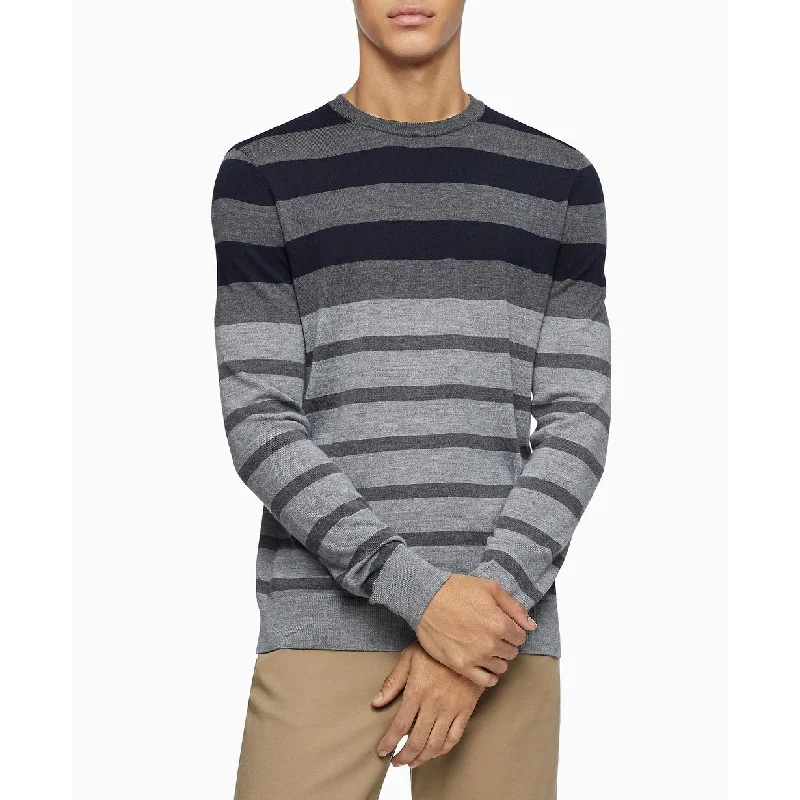 Calvin Klein Men's Colorblock Striped Sweater Gray Size 2 Extra Large