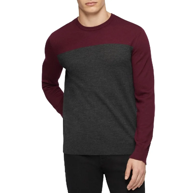 Calvin Klein Men's Colorblock Striped Sweater Red Size Extra Large - X-Large