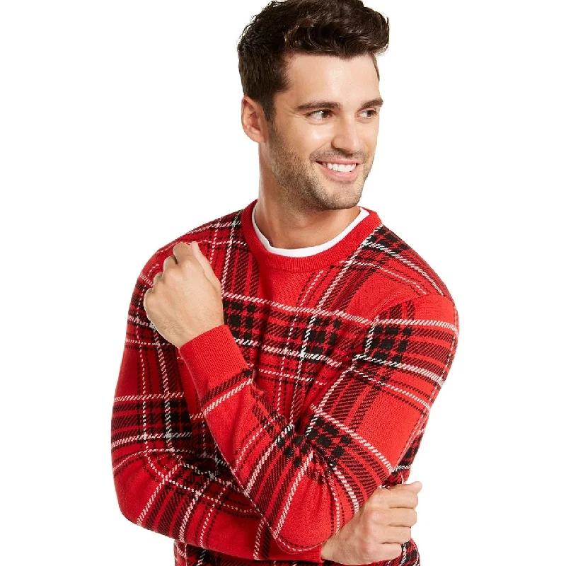 Charter Club Men's Plaid Family Sweater Red - Size Small