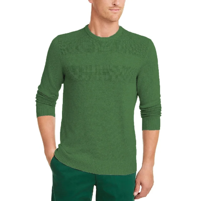 Club Room Men's Cotton Solid Textured Crew Neck Sweater Green Size 2XL