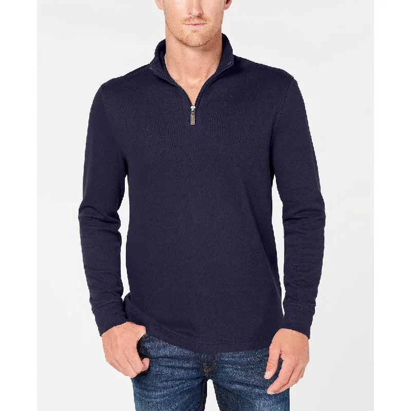 Club Room Men's Quarter Zip French Rib Pullover Sweater Blue Size XX-Large