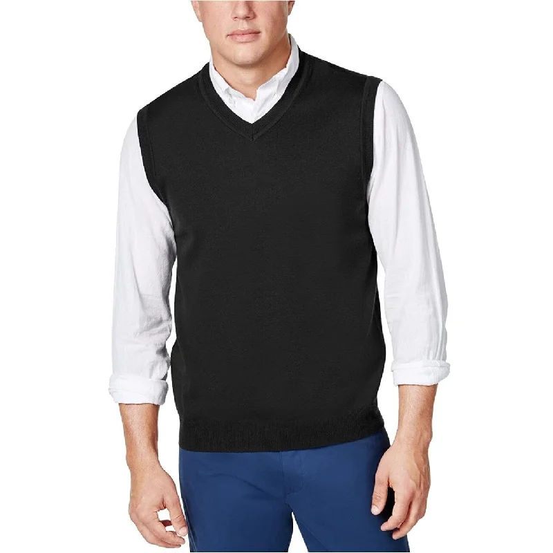 Club Room Men's Regular-Fit V-Neck Sweater Vest Deep Black Size X-Large