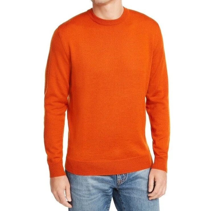 Club Room Men's Solid Crew Neck Merino Wool Blend Sweater Dark Orange Size X-Large