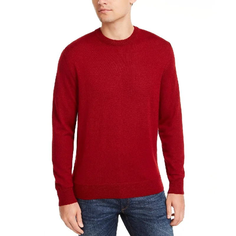 Club Room Men's Solid Crew Neck Merino Wool Blend Sweater Red Size XX-Large