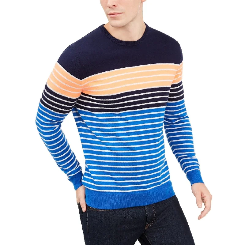 Club Room Men's Striped Crewneck Sweater Cosmic Crunch Size Large