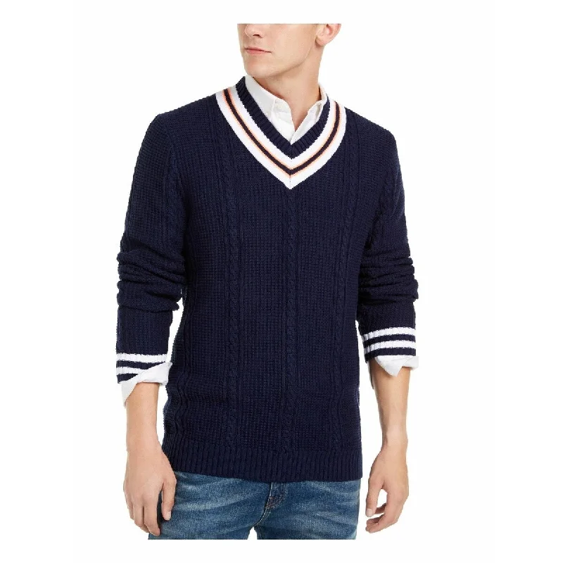 Club Room Men's Textured Cricket Sweater Dark Blue Size XX-Large