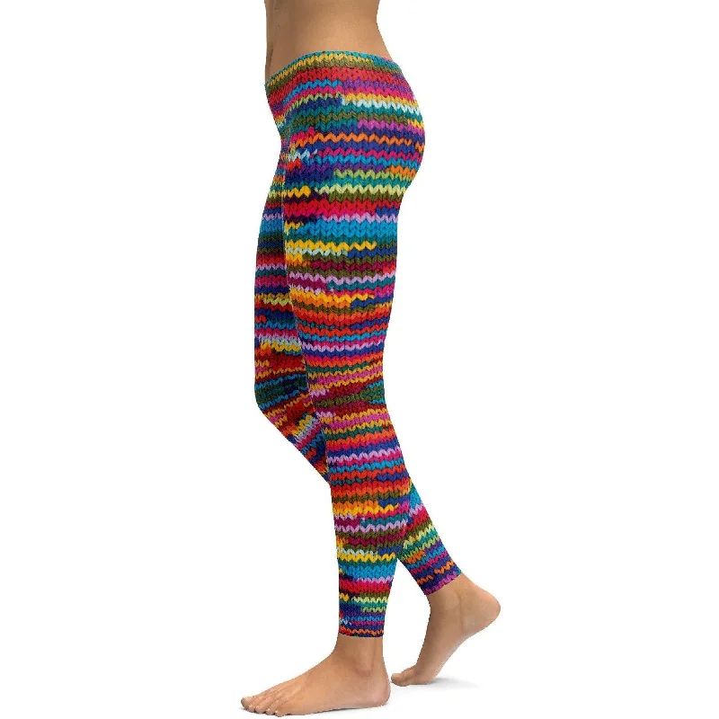 Colorful Knitted Pattern Leggings