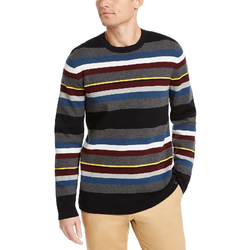 DKNY Men's Roadmap Regular-Fit Stripe Sweater Navy Size Large