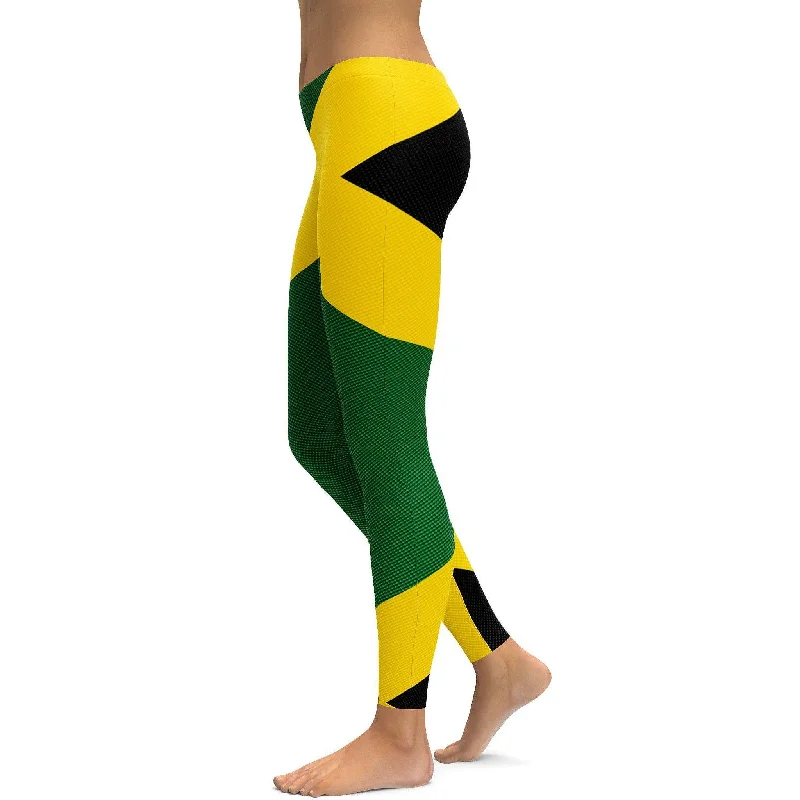 Faux Carbon Jamaican Flag Leggings