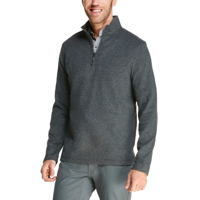 G.H. Bass & Co. Men's Herringbone Jacquard Fleece Quarter-Zip Sweater Black Size X-Large