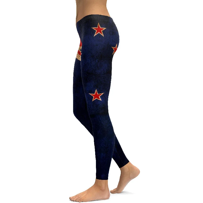 Grunge New Zealand Flag Leggings