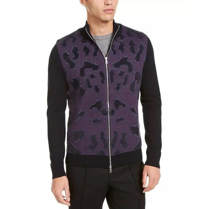 INC International Concepts Men's Onyx Full-Zip Sweater Purple Size M - Medium