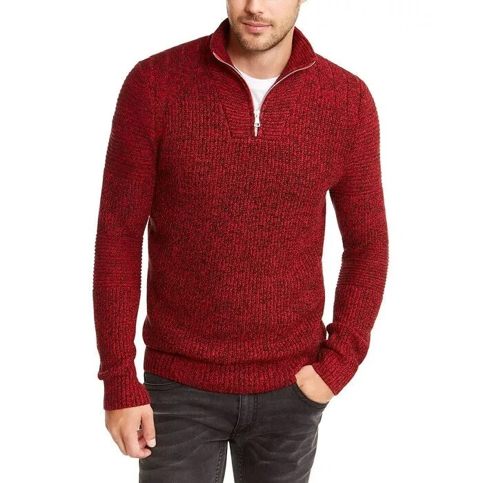 INC International Concepts Men's Quarter Zip Sweater Red Size X-Small