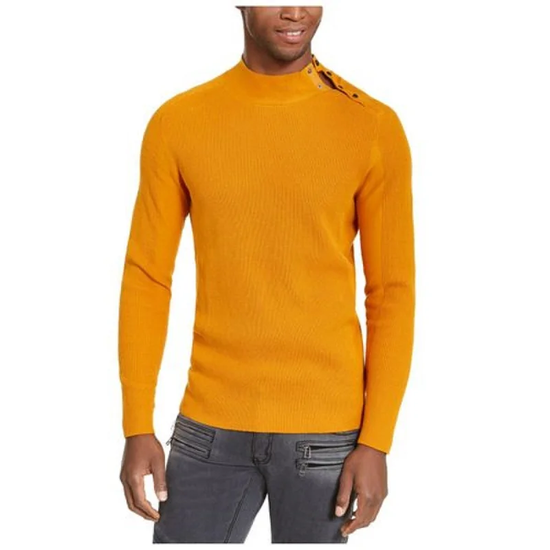 INC International Concepts Men's Ribbed Button Neck Sweater Dark Yellow Size Extra Large - X-Large