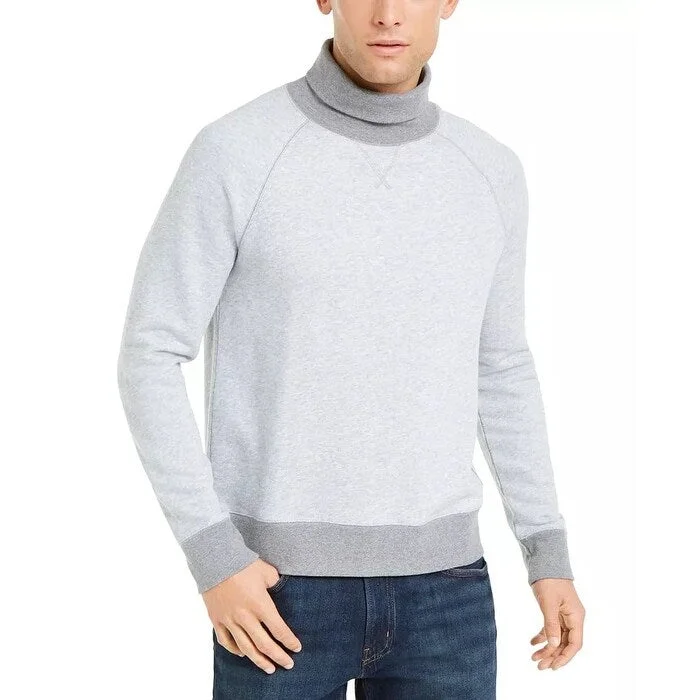 Michael Kors Men's Heather Long Sleeve Turtle Neck Classic Fit Cotton Sweater Grey Size Medium