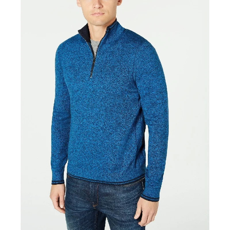 Michael Kors Men's Quarter-Zip Sweater Blue Size Extra Large - X-Large