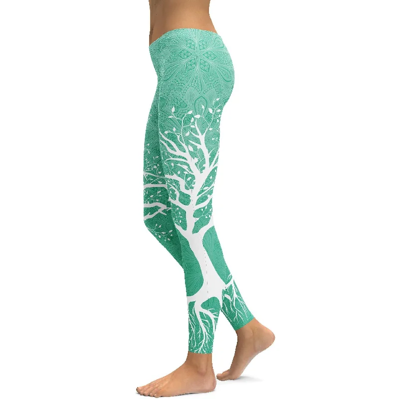 Mint Green Tree of Life Leggings