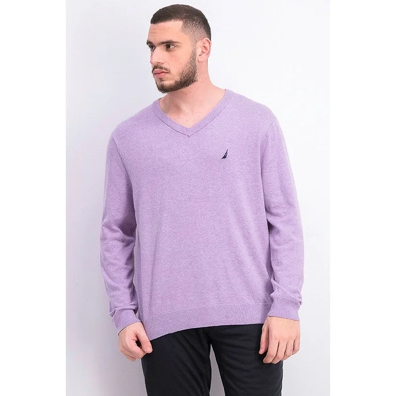 Nautica Men's Light Weight Jersey V-Neck Sweater Med Purple Size Large