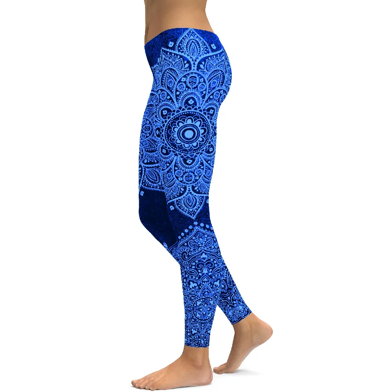 Navy and Light Blue Mandala Leggings