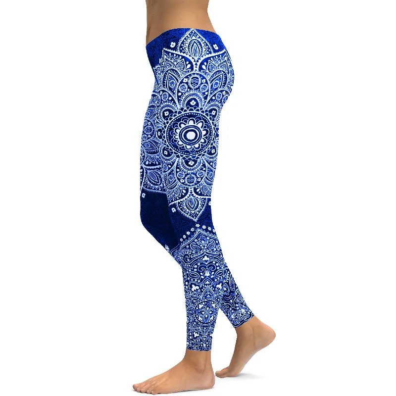 Navy and White Mandala Leggings