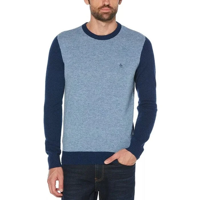 Original Penguin Men's Colorblocked Wool Sweater Blue Size X-Large