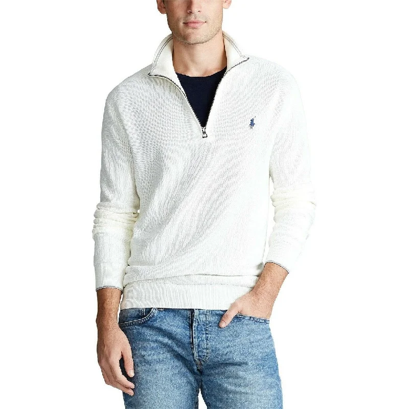 Polo Ralph Lauren Men's Textured Quarter-Zip Sweater White Size Medium