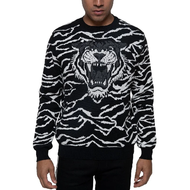 Sean John Men's Tiger Sweater Black Size Extra Large