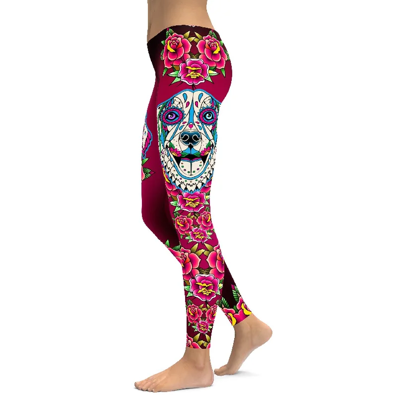 Sugar Skull Golden Retriever Leggings