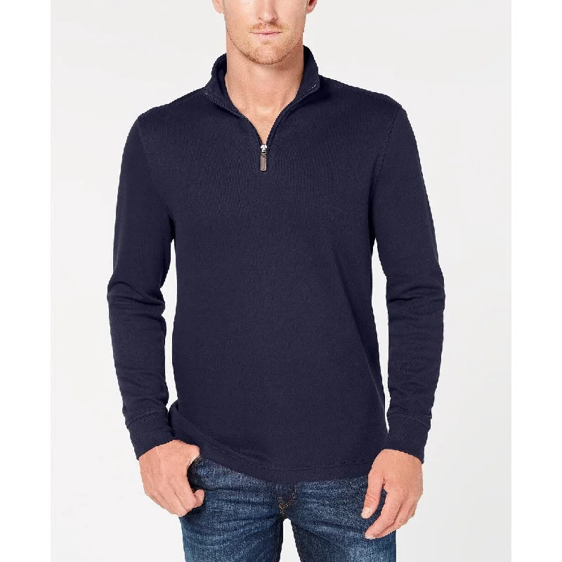 Tasso Elba Men's Birdseye Quarter-Zip Sweater Navy Size Small