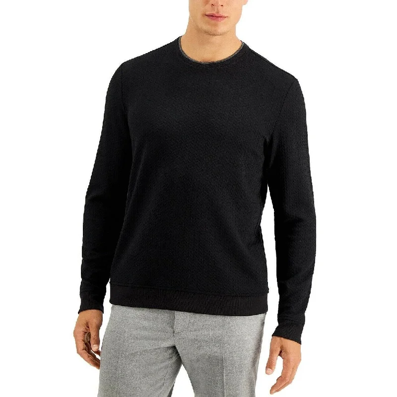 Tasso Elba Men's Crossover Sweater Black Size Extra Large