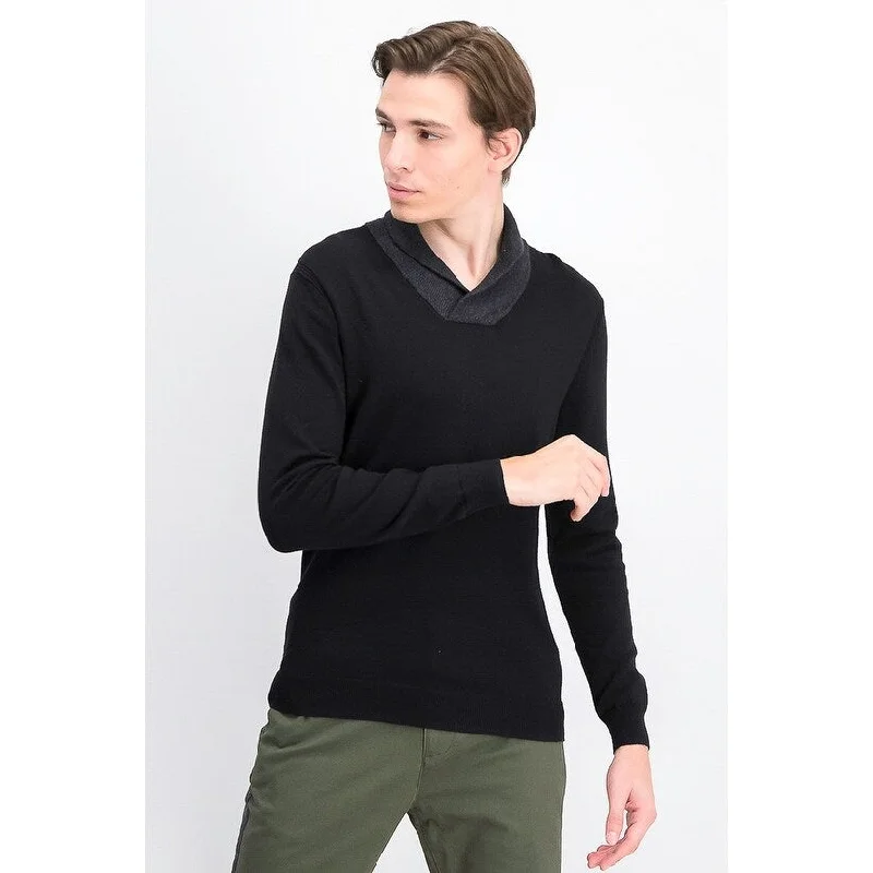 Tasso Elba Men's Shawl-Collar Supima Cotton Sweater Black Size S - Small