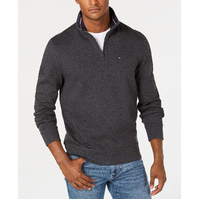 Tommy Hilfiger Men's Quarter-Zip Sweater Charcoal Size Extra Small - Black - XS