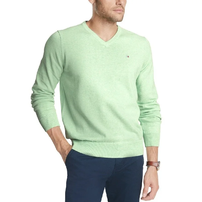 Tommy Hilfiger Men's Signature Regular-Fit Solid V-Neck Sweater Green Size Large