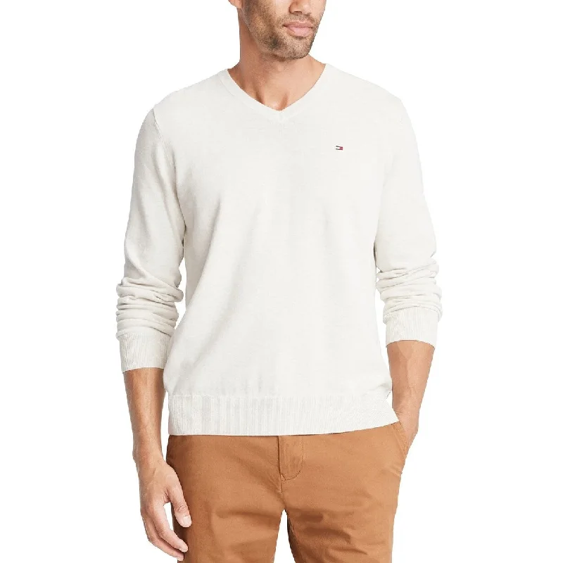 Tommy Hilfiger Men's Signature Regular Fit Solid V Neck Sweater White Size XX-Large