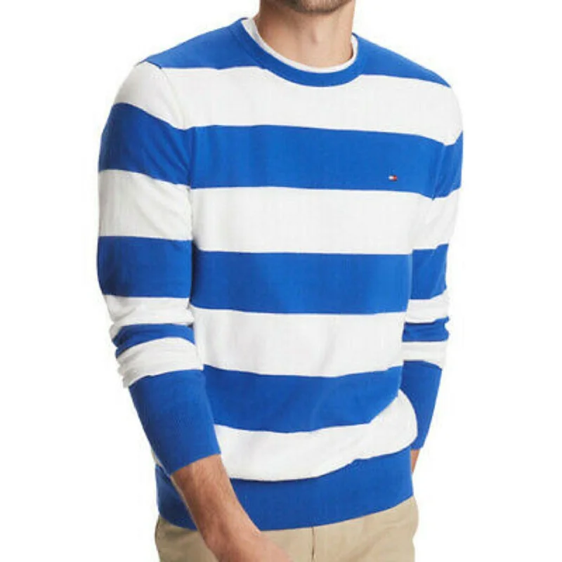 Tommy Hilfiger Men's Signature Rugby Striped Sweater Blue Size Medium