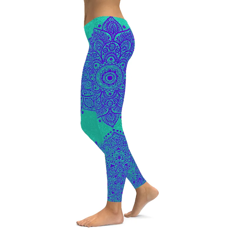 Turquoise and Purple Mandala Leggings