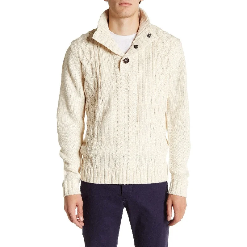 Weatherproof Men's Button Mock-Neck Sweater Beige Size Extra Large