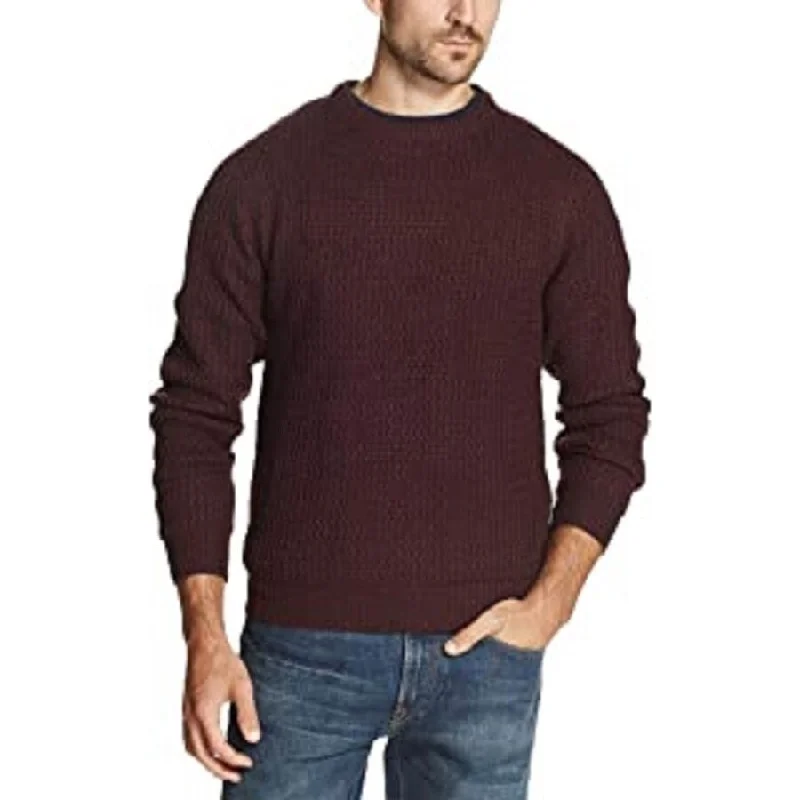 Weatherproof Men's Sweater Pullover Textured Crewneck Dark Red Size XX-Large - XXL