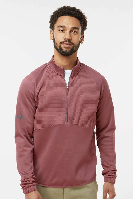 Adidas Mens 1/4 Zip Sweatshirt - Quiet Crimson Red