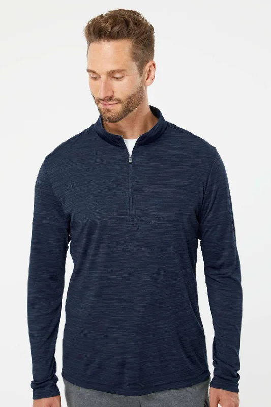 Adidas Mens Moisture Wicking 1/4 Zip Sweatshirt - Collegiate Navy Blue Melange