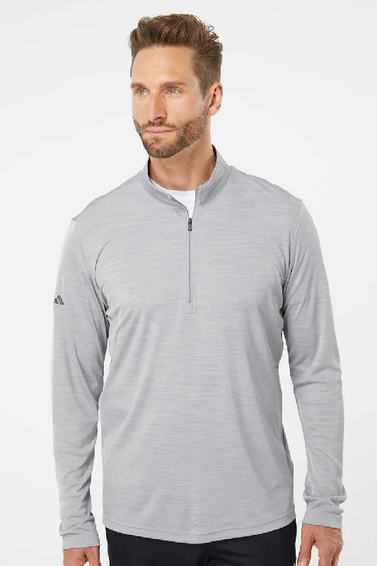 Adidas Mens Moisture Wicking 1/4 Zip Sweatshirt - Mid Grey Melange