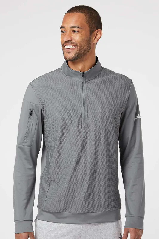 Adidas Mens Performance UPF 50+ 1/4 Zip Sweatshirt w/ Pocket - Grey